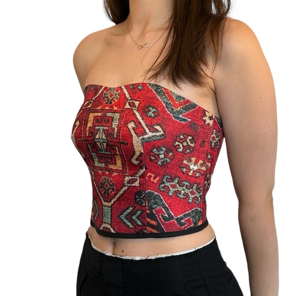 Bold Heritage Crop top - Corset Vintage Tapestry Handmade - Picture 2 of 3